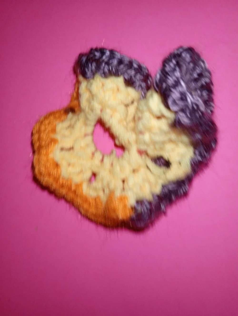 Handmade Crochet Hair Scrunchie Set - Pink, Yellow, Brown
